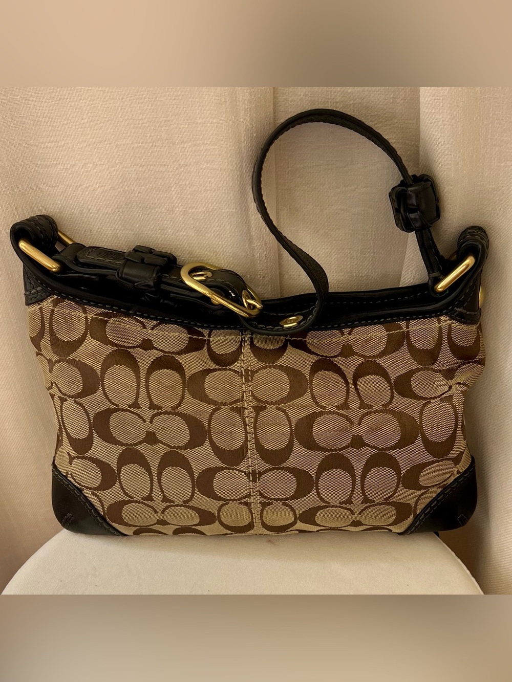 Vintage Coach Bleecker Signature Small Zip Hobo Shoulder Bag
